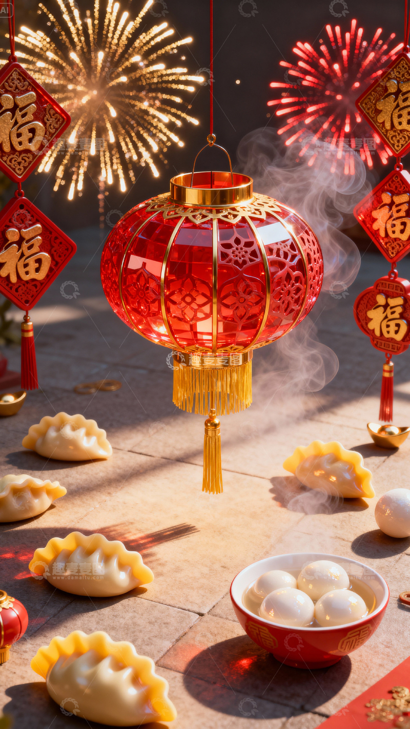 高清大图下载【趣麦麦图】新年元旦春节背景_竖屏050