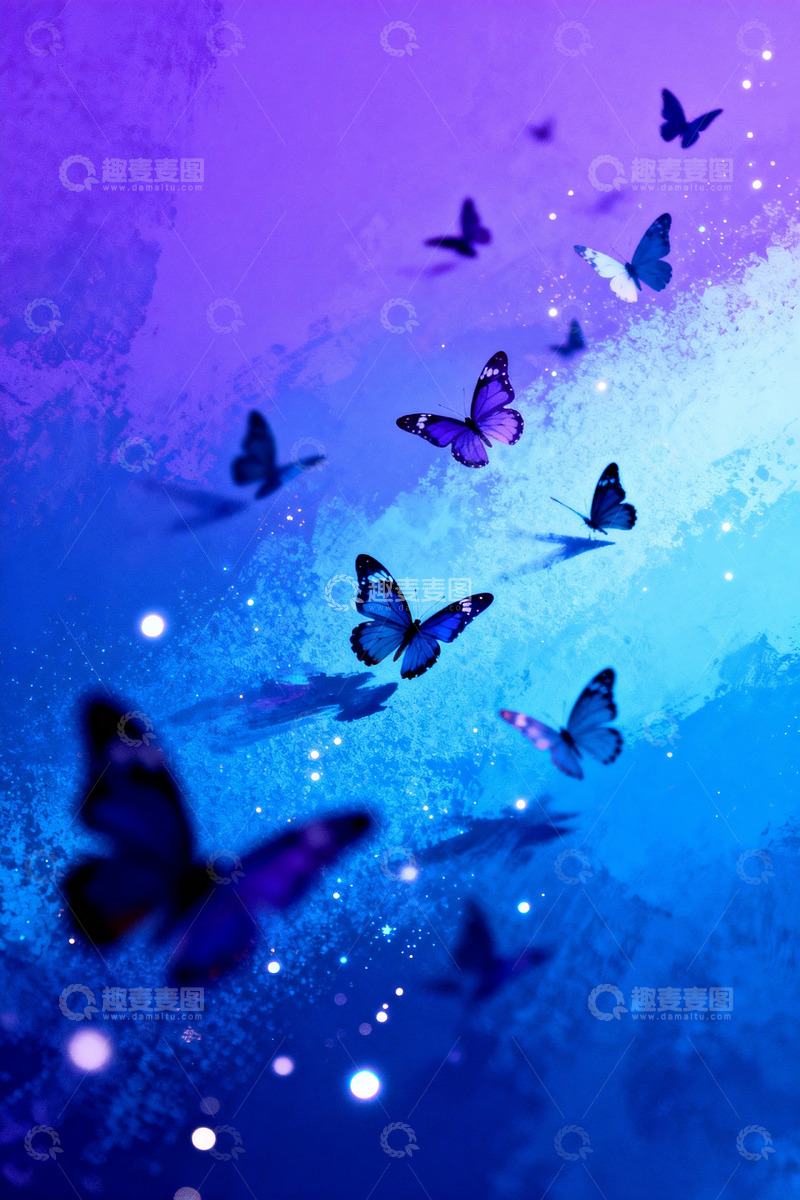 高清大图下载【趣麦麦图】蝴蝶迷幻治愈插画22