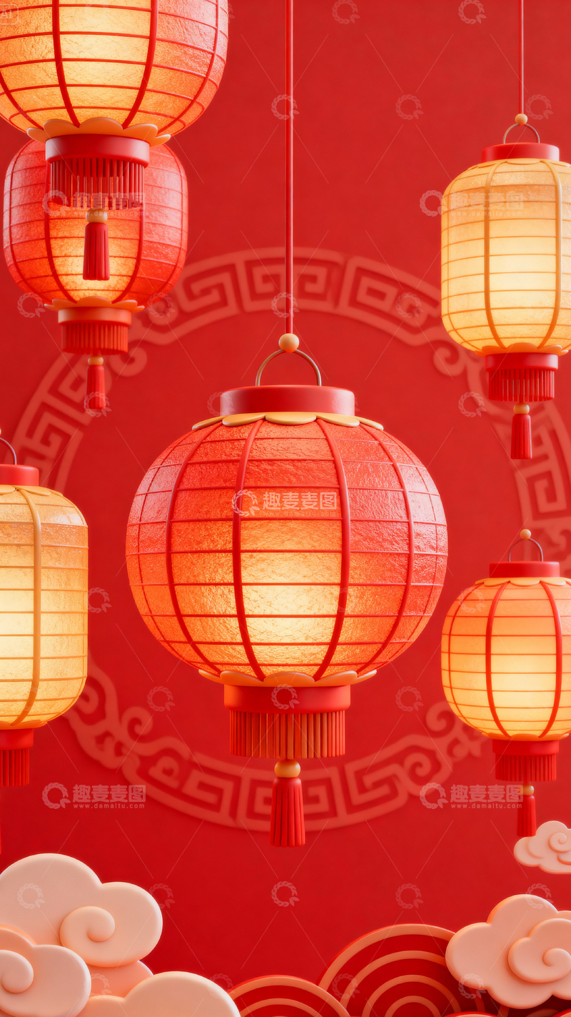 高清大图下载【趣麦麦图】新年元旦春节背景_竖屏026