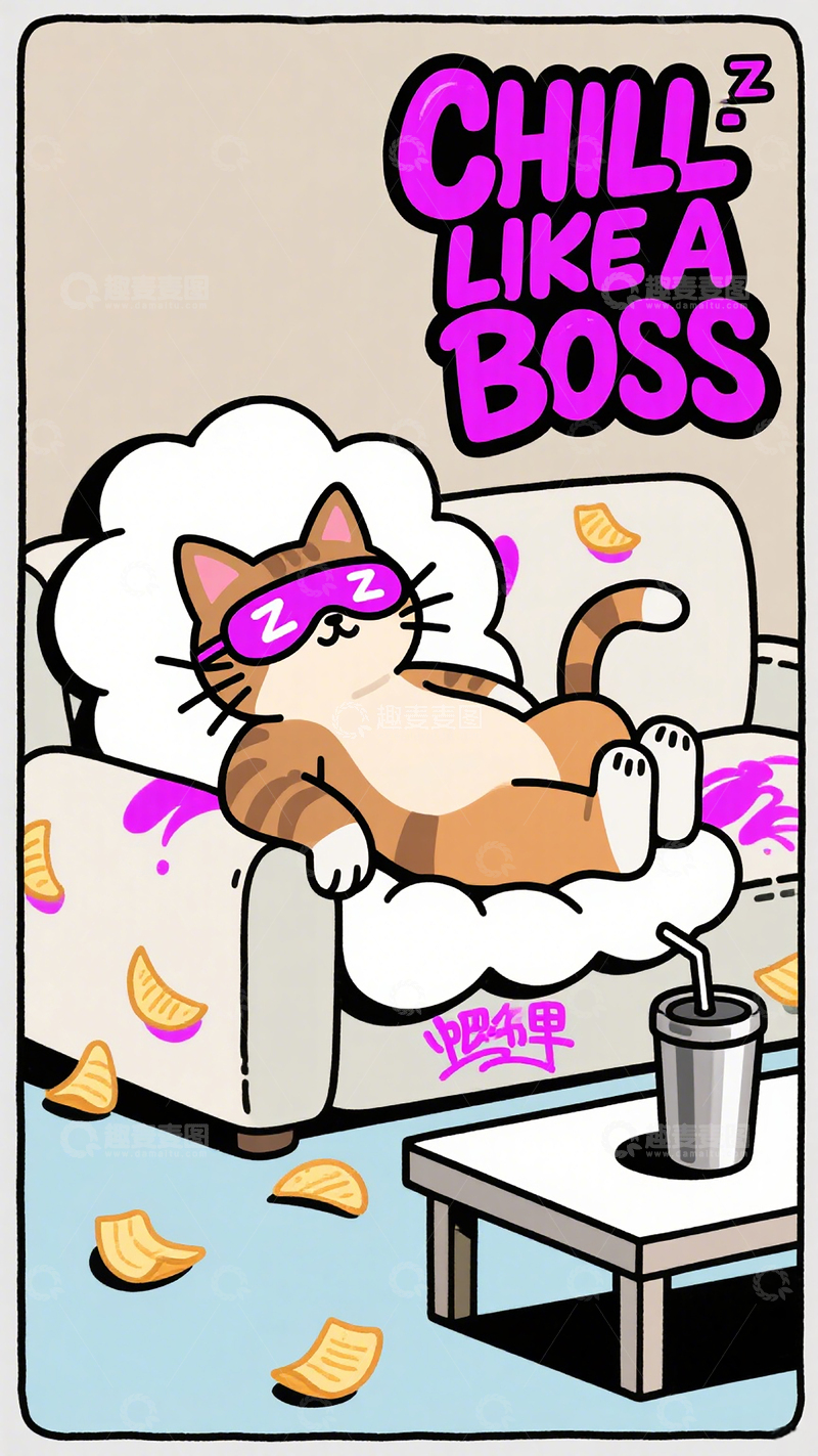 高清大图下载【趣麦麦图】 潮流动物描边插画28