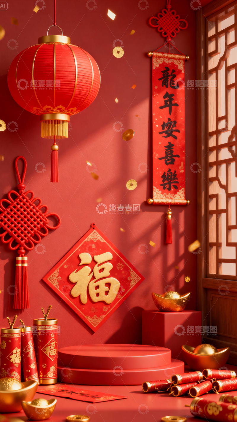 高清大图下载【趣麦麦图】新年元旦春节背景_竖屏039