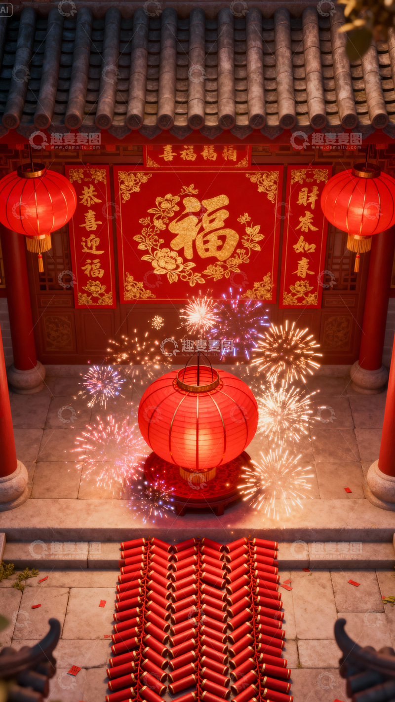 高清大图下载【趣麦麦图】新年元旦春节背景_竖屏035