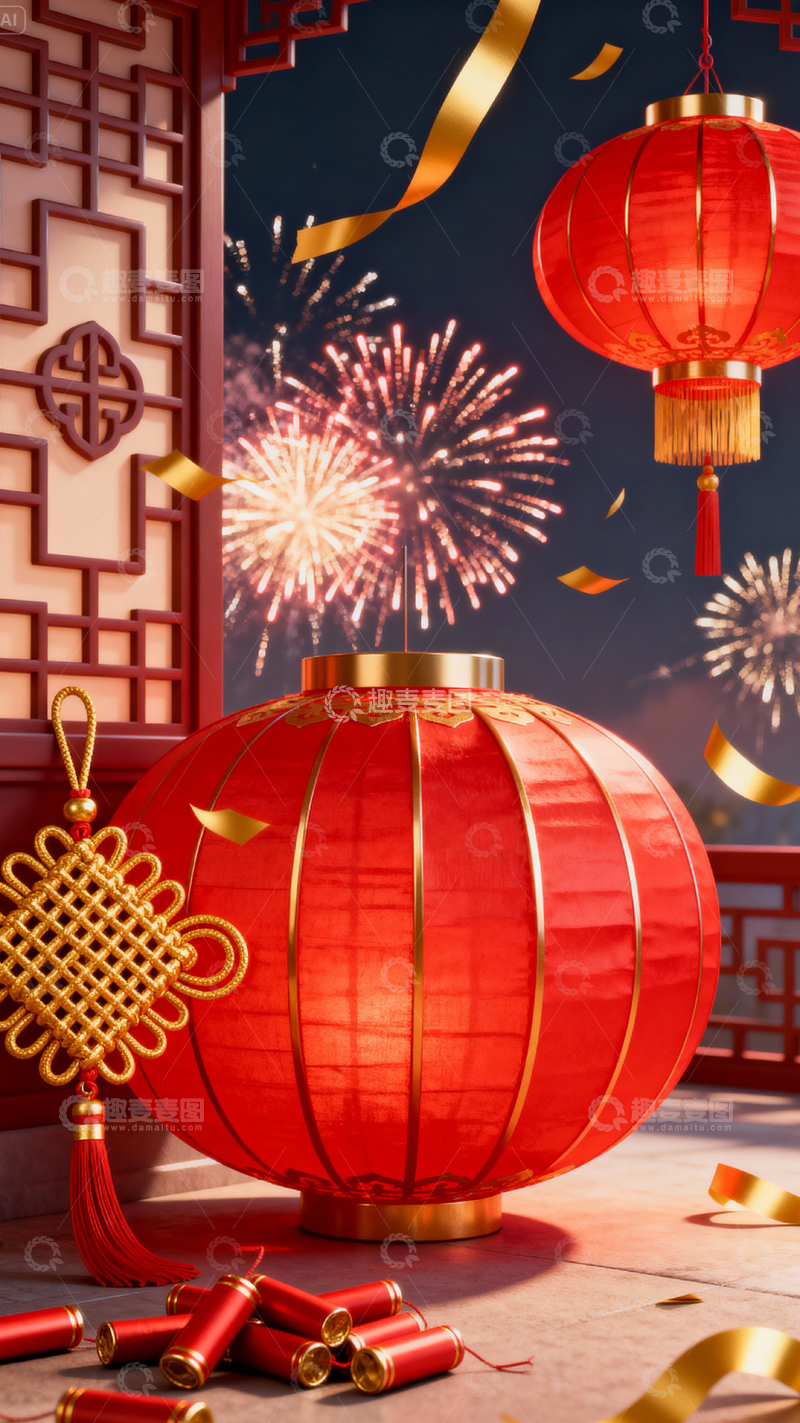 高清大图下载【趣麦麦图】新年元旦春节背景_竖屏027