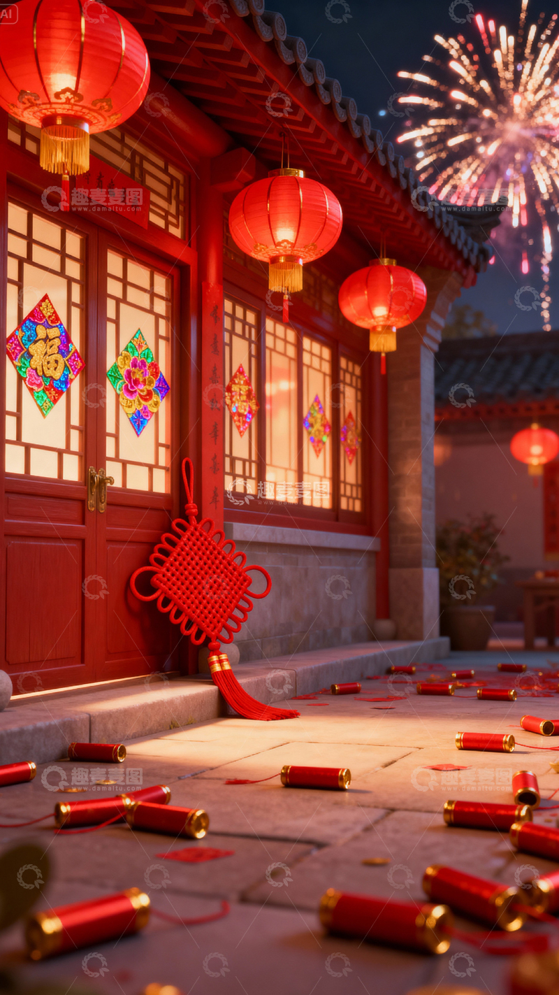 高清大图下载【趣麦麦图】新年元旦春节背景_竖屏025