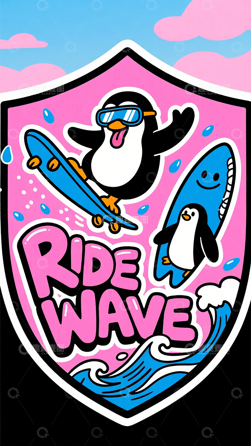 高清大图下载【趣麦麦图】潮流动物描边插画33