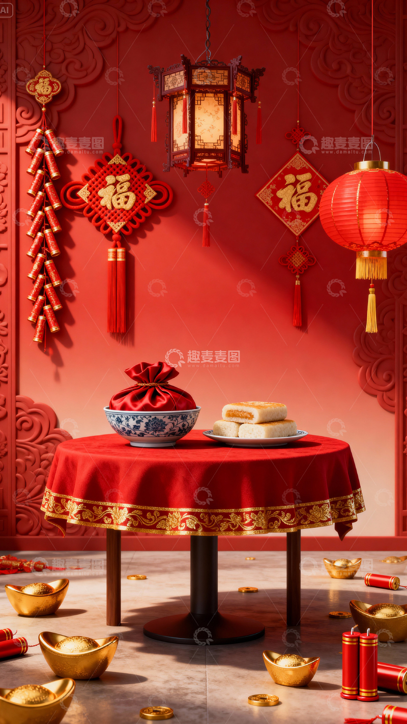 高清大图下载【趣麦麦图】 新年元旦春节背景_竖屏074