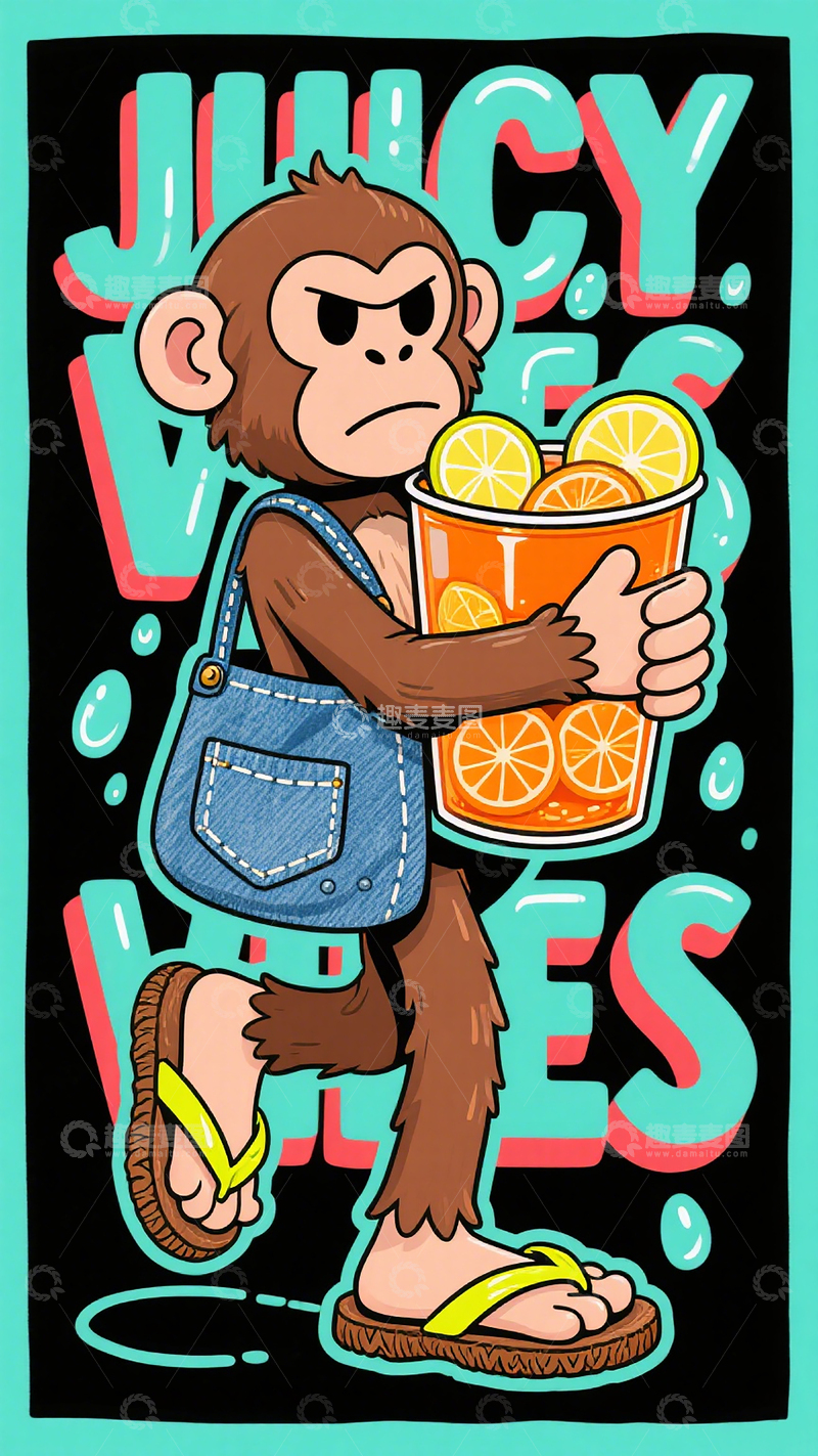 高清大图下载【趣麦麦图】潮流动物描边插画31