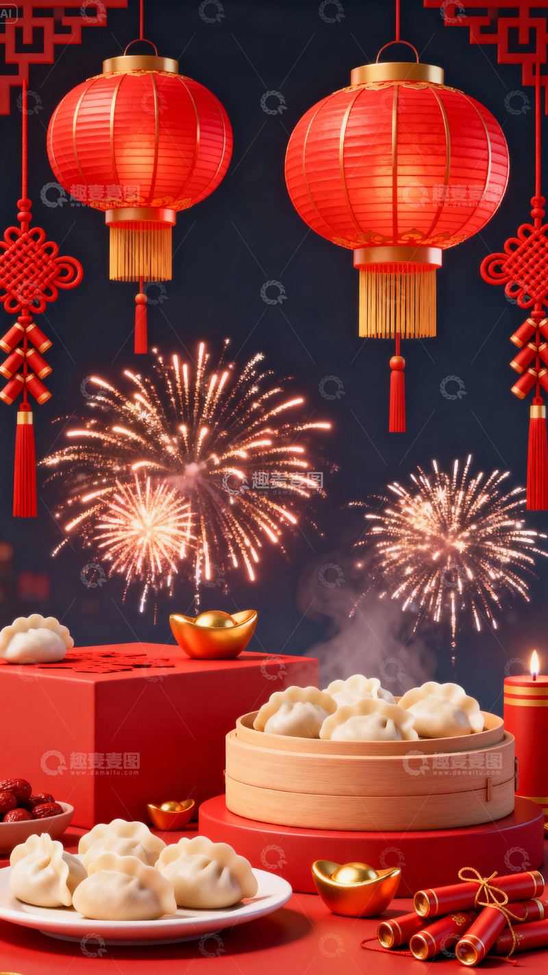 高清大图下载【趣麦麦图】 新年元旦春节背景_竖屏062