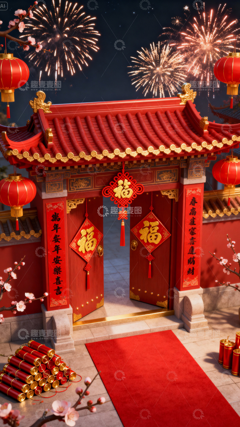 高清大图下载【趣麦麦图】 新年元旦春节背景_竖屏080