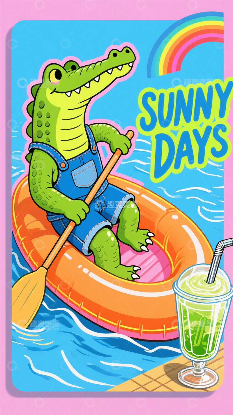 高清大图下载【趣麦麦图】潮流动物描边插画39