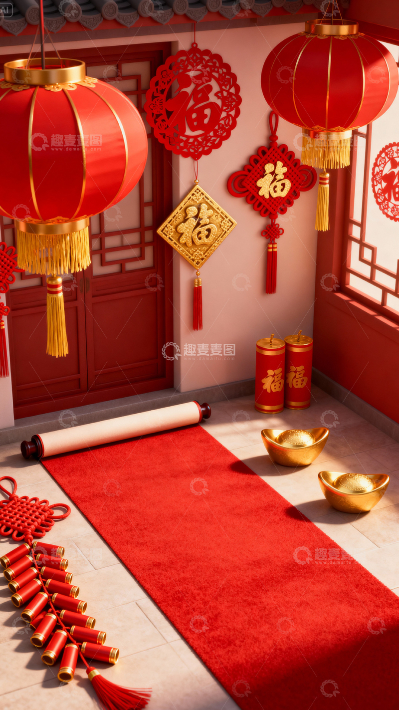 高清大图下载【趣麦麦图】新年元旦春节背景_竖屏095