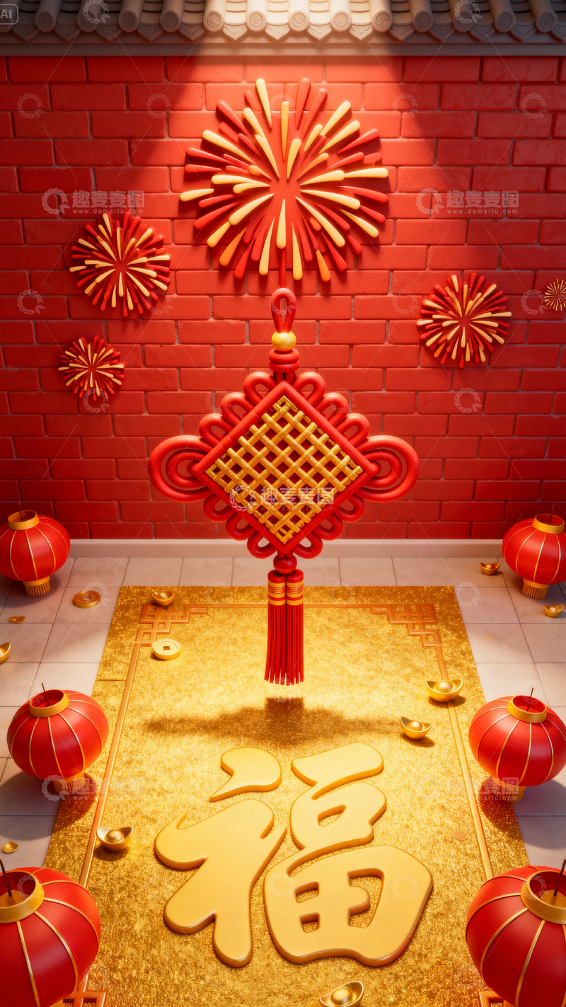 高清大图下载【趣麦麦图】 新年元旦春节背景_竖屏067