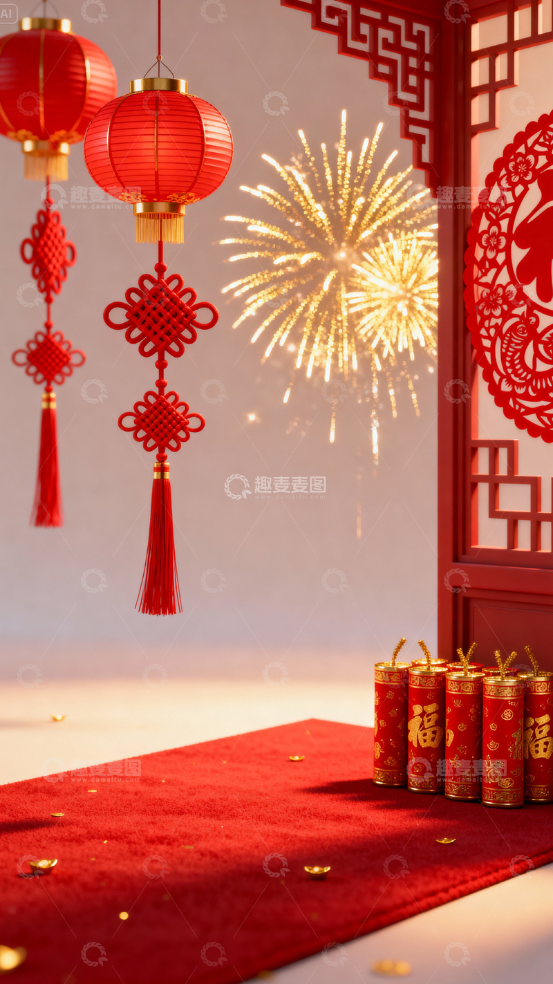 高清大图下载【趣麦麦图】新年元旦春节背景_竖屏083