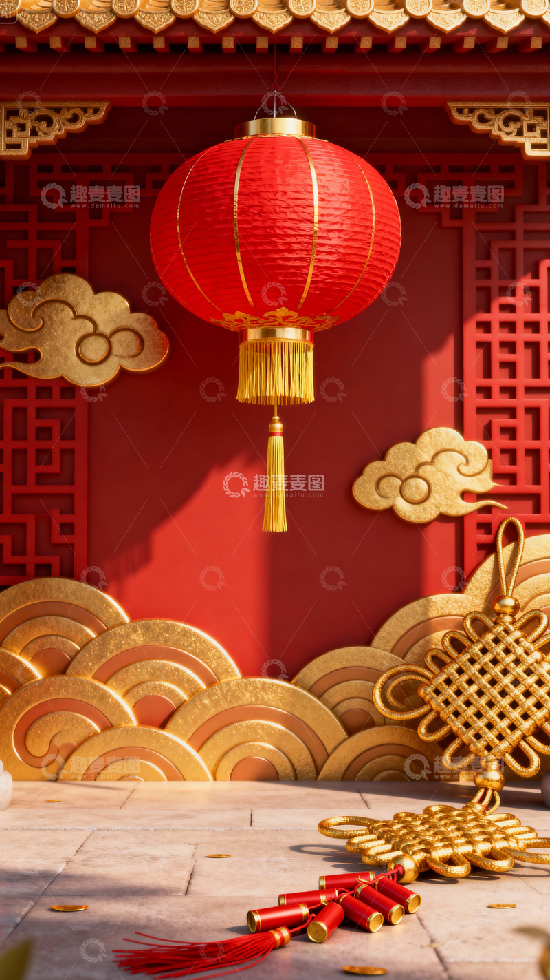 高清大图下载【趣麦麦图】新年元旦春节背景_竖屏088