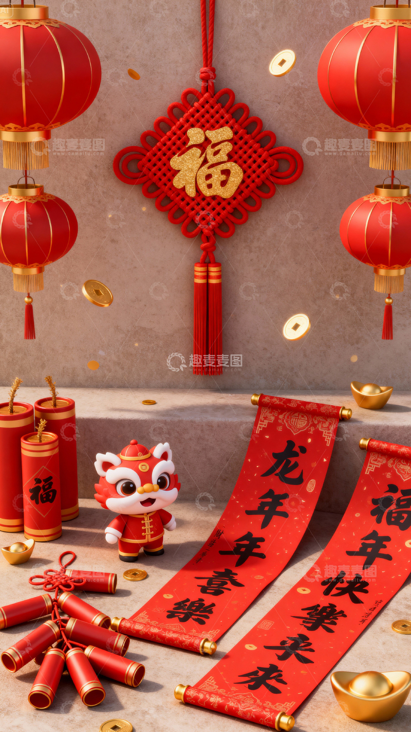 高清大图下载【趣麦麦图】 新年元旦春节背景_竖屏071