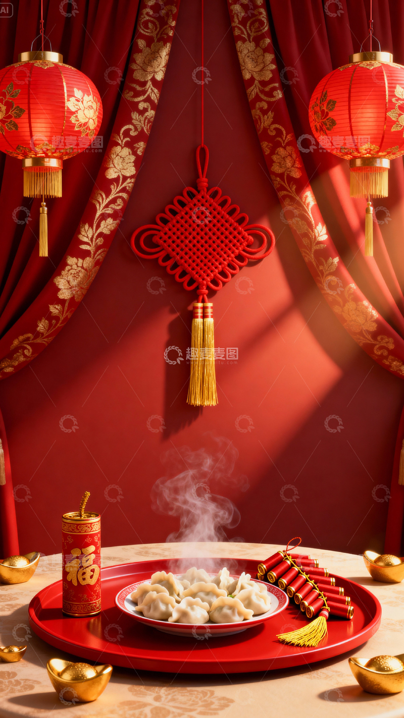 高清大图下载【趣麦麦图】新年元旦春节背景_竖屏056