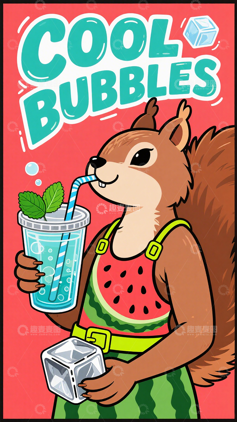 高清大图下载【趣麦麦图】潮流动物描边插画34