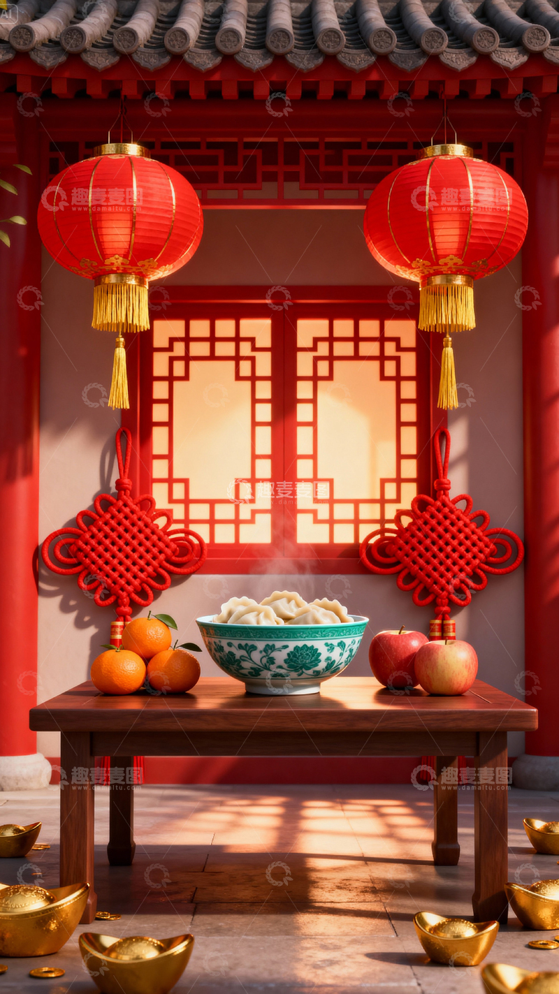 高清大图下载【趣麦麦图】新年元旦春节背景_竖屏054