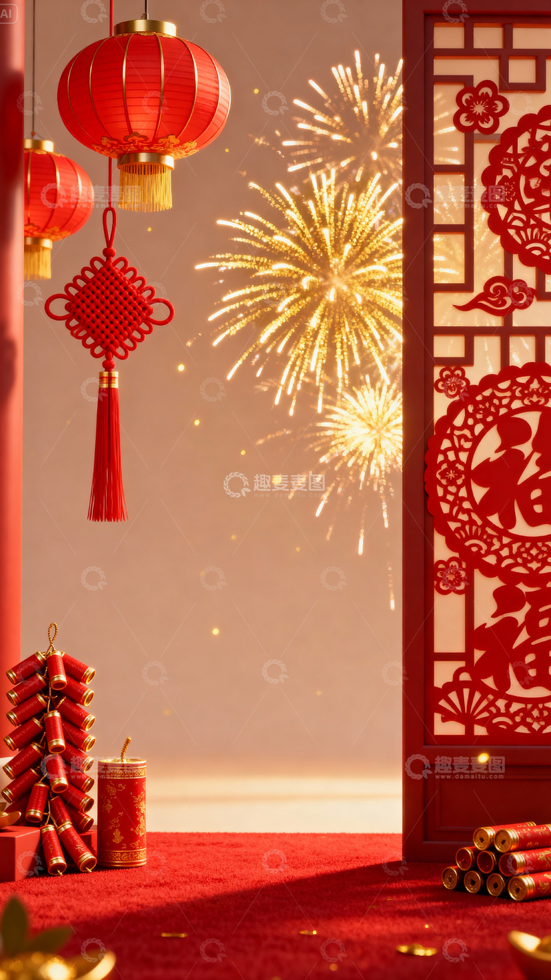 高清大图下载【趣麦麦图】新年元旦春节背景_竖屏086