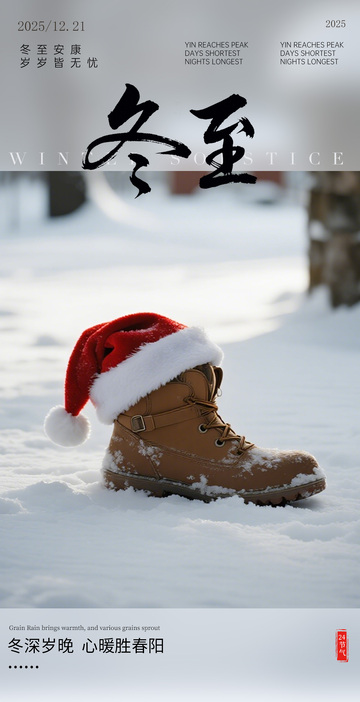 冬至靴帽雪景摄影设计素材
