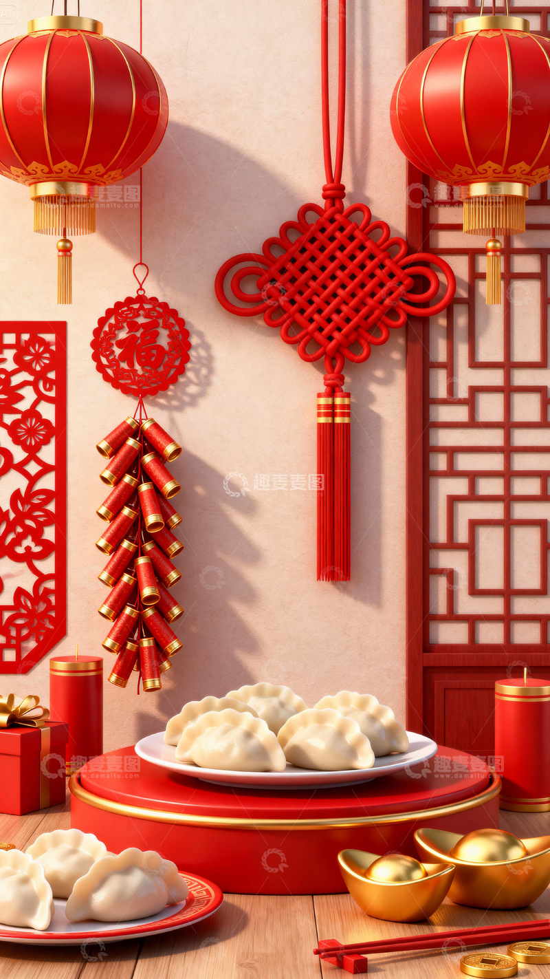 高清大图下载【趣麦麦图】新年元旦春节背景_竖屏099