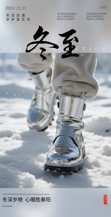 冬日雪景靴履宣传海报设计素材