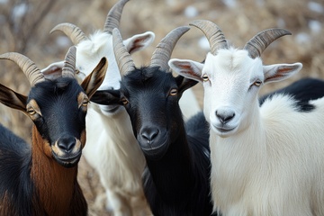 一群黑山羊和白山羊