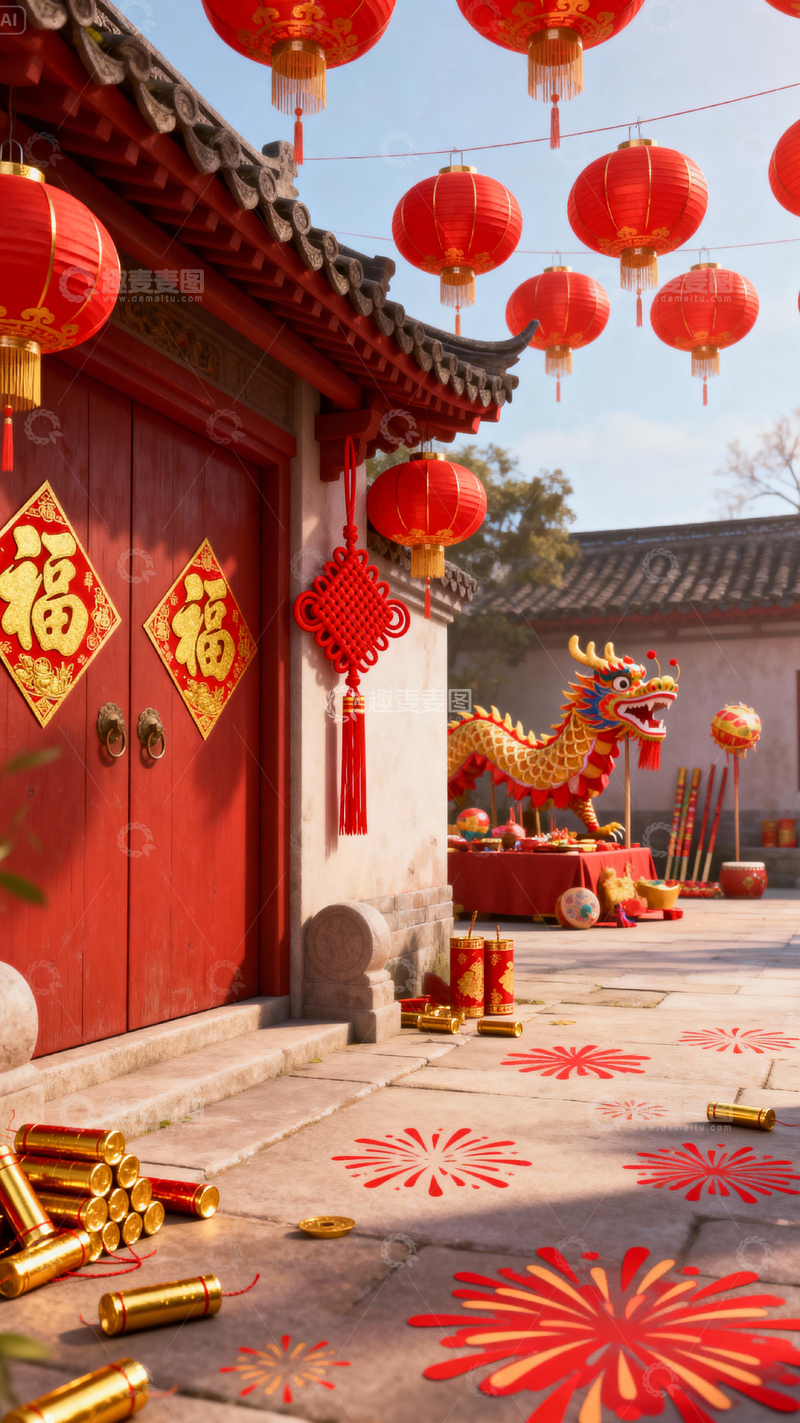 高清大图下载【趣麦麦图】 新年元旦春节背景_竖屏111