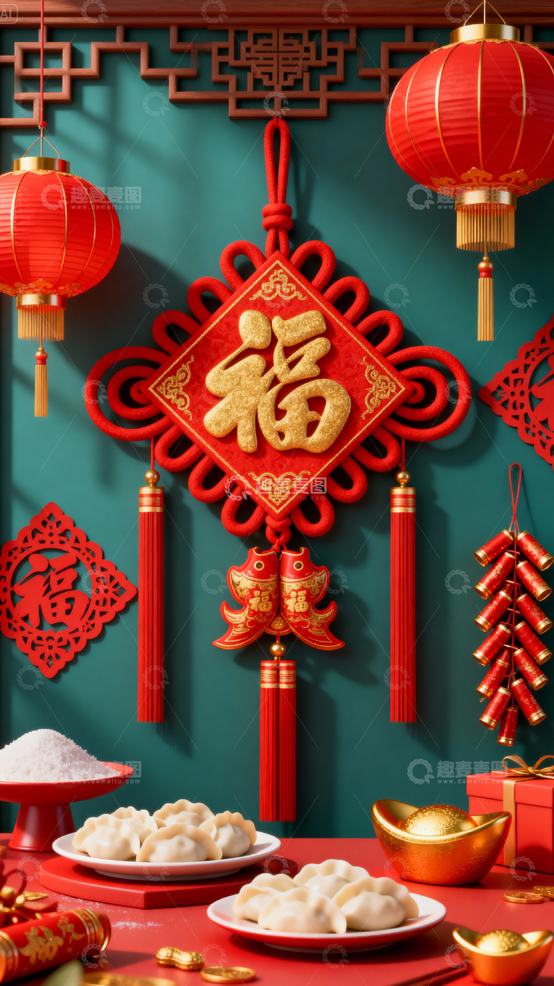 高清大图下载【趣麦麦图】 新年元旦春节背景_竖屏106