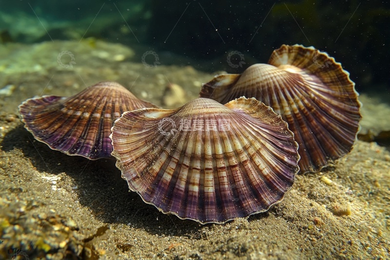 高清大图下载【趣麦麦图】海底的扇贝贝壳