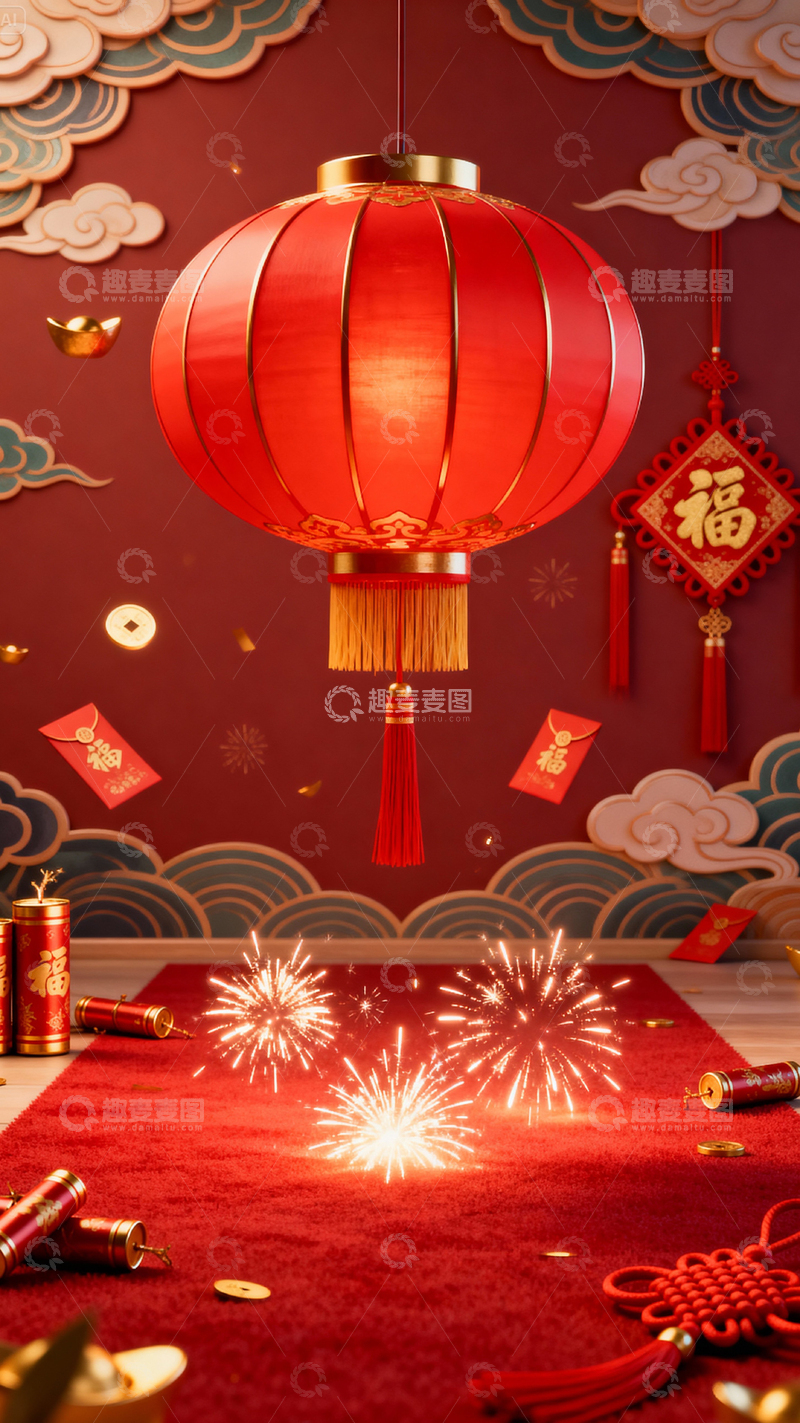 高清大图下载【趣麦麦图】 新年元旦春节背景_竖屏116