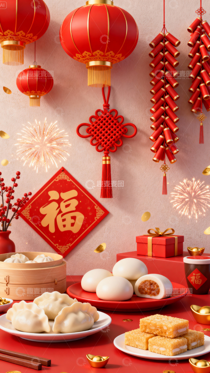 高清大图下载【趣麦麦图】新年元旦春节背景_竖屏147