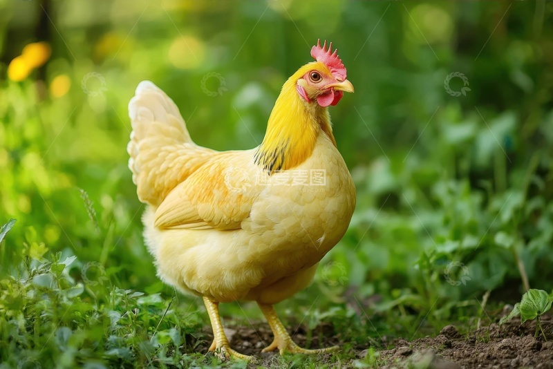 高清大图下载【趣麦麦图】草地上的一只母鸡