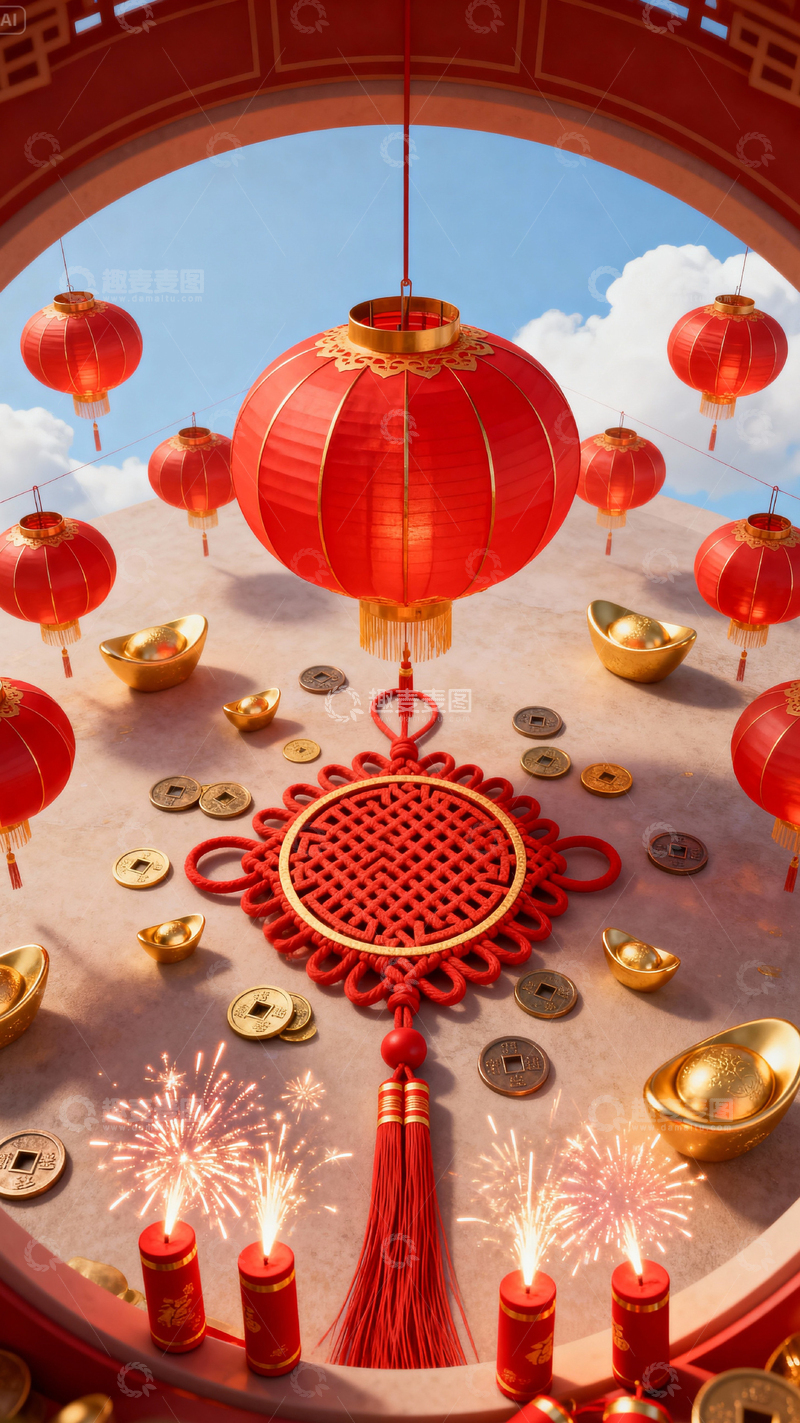 高清大图下载【趣麦麦图】新年元旦春节背景_竖屏127