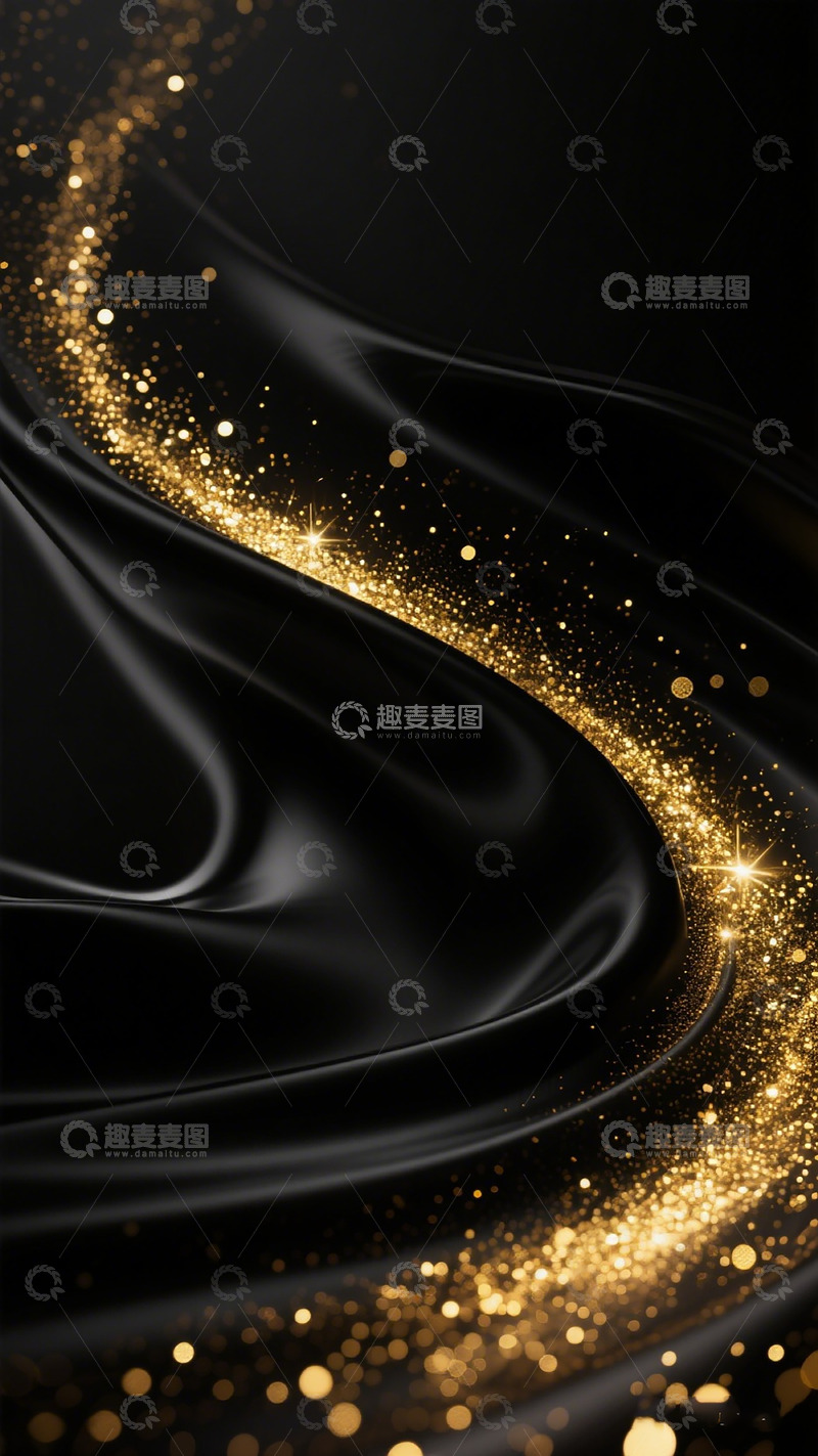 高清大图下载【趣麦麦图】黑金奢华波纹闪粉背景