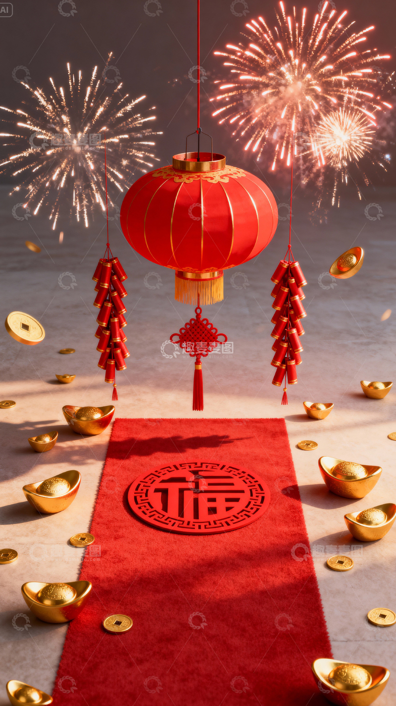 高清大图下载【趣麦麦图】新年元旦春节背景_竖屏134