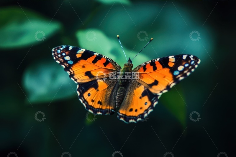 高清大图下载【趣麦麦图】飞舞的一只橙色的蝴蝶
