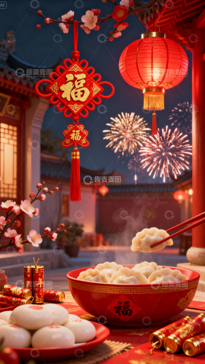 高清大图下载【趣麦麦图】 新年元旦春节背景_竖屏117