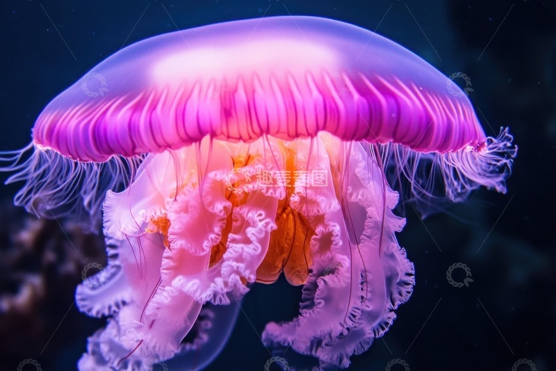 高清大图下载【趣麦麦图】大海里紫色的水母