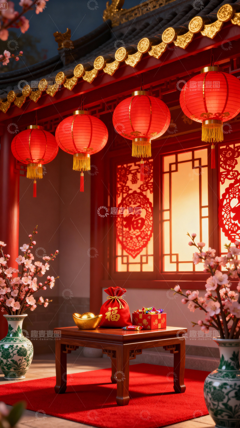 高清大图下载【趣麦麦图】新年元旦春节背景_竖屏149