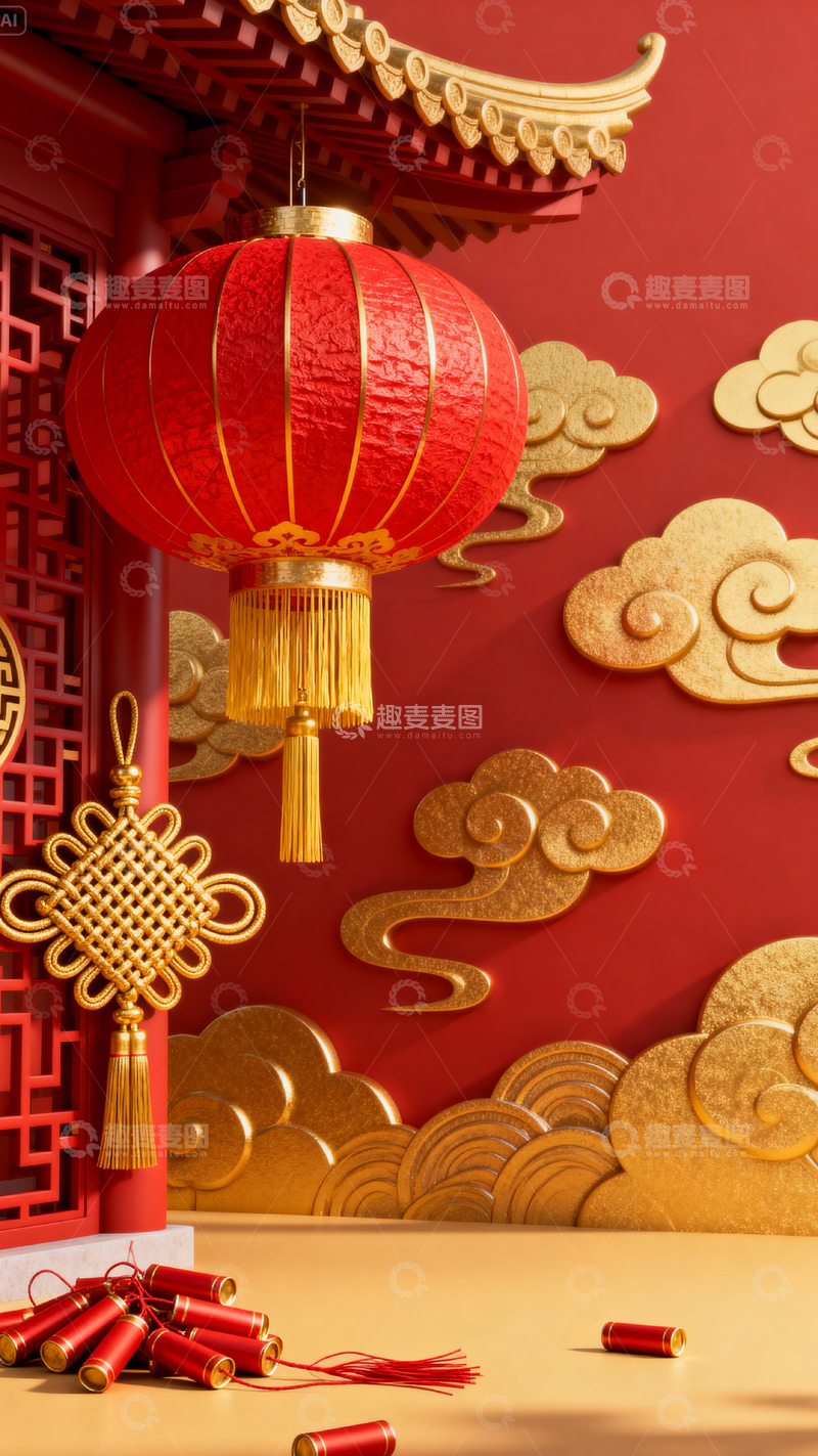 高清大图下载【趣麦麦图】新年元旦春节背景_竖屏165