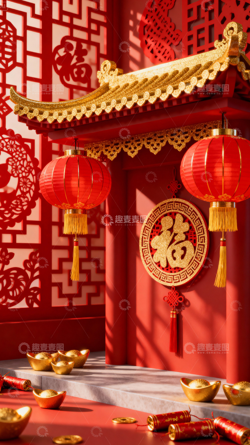 高清大图下载【趣麦麦图】新年元旦春节背景_竖屏155