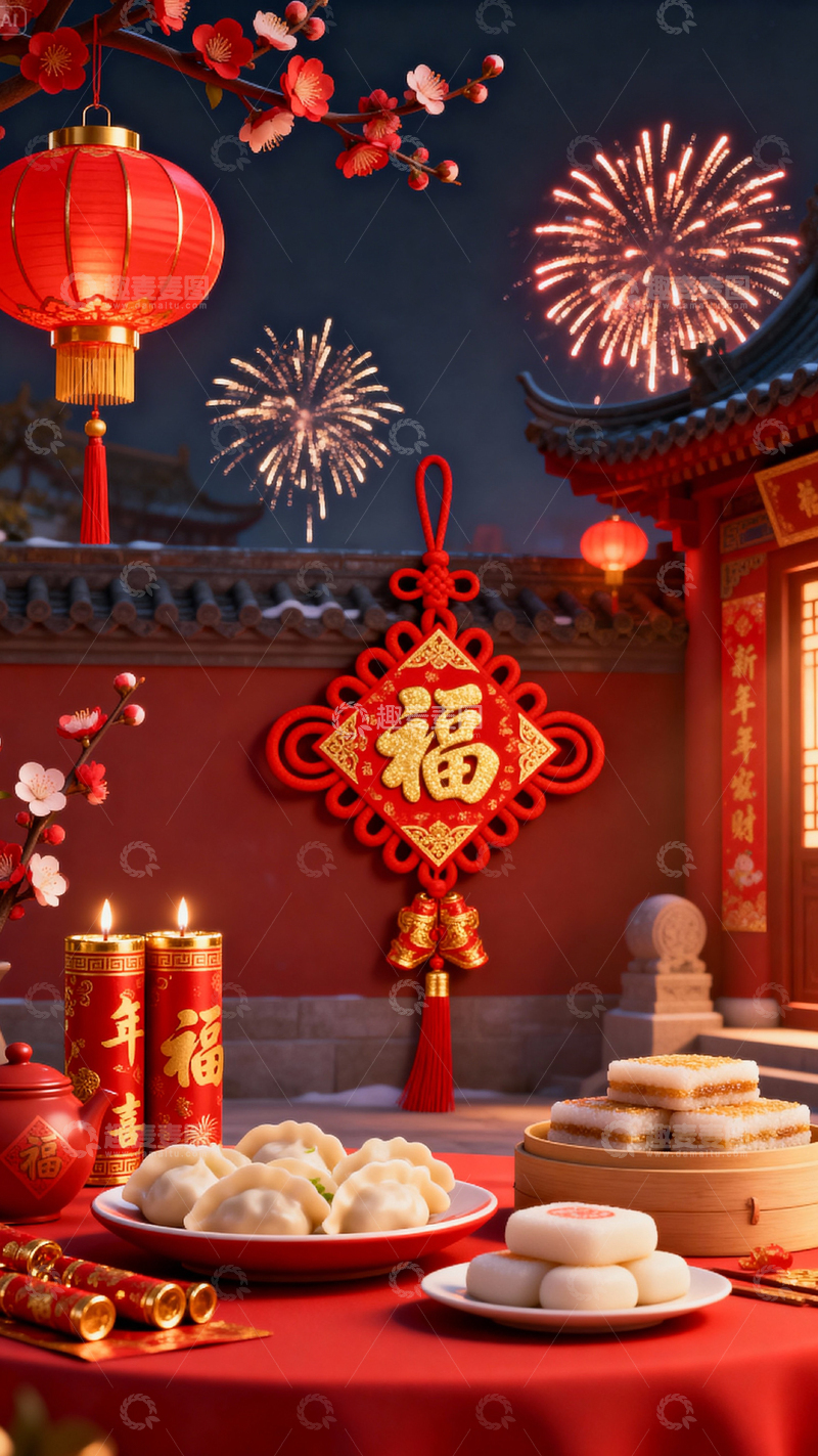 高清大图下载【趣麦麦图】新年元旦春节背景_竖屏153