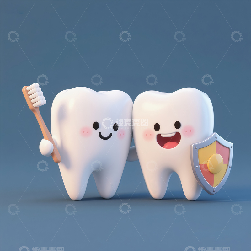 高清大图下载【趣麦麦图】卡通牙齿护理宣传插画