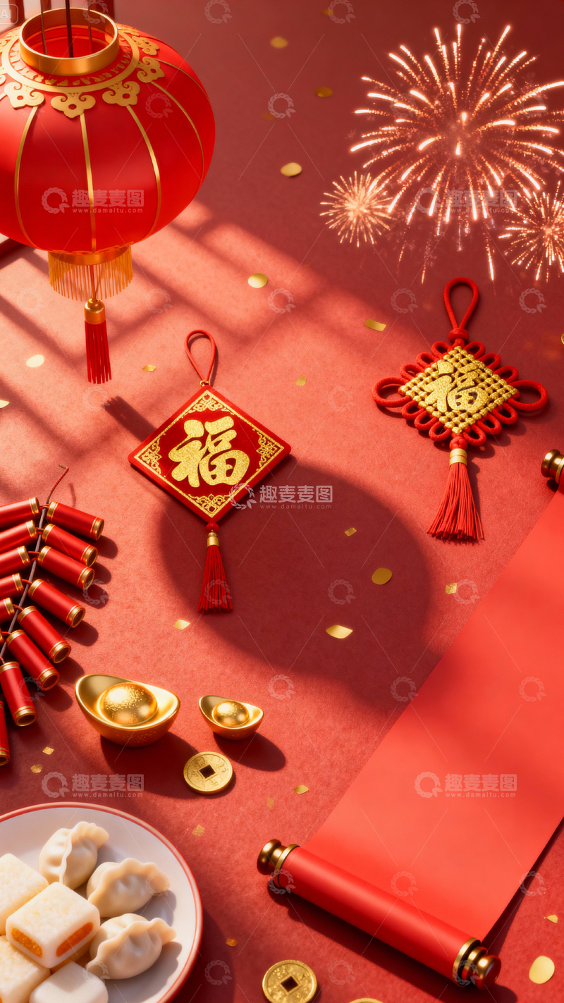 高清大图下载【趣麦麦图】 新年元旦春节背景_竖屏186