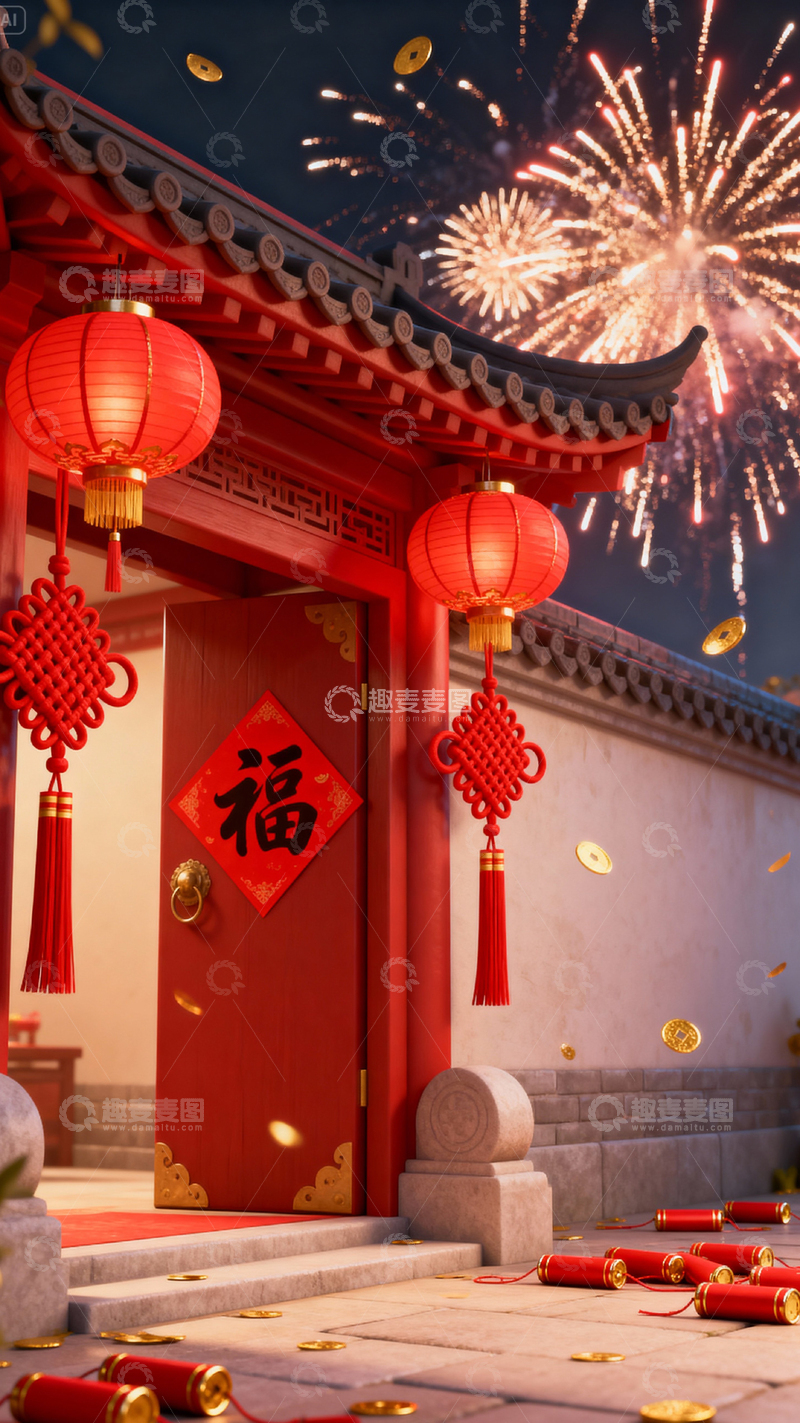 高清大图下载【趣麦麦图】新年元旦春节背景_竖屏201