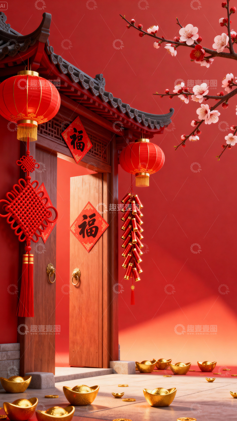 高清大图下载【趣麦麦图】新年元旦春节背景_竖屏157