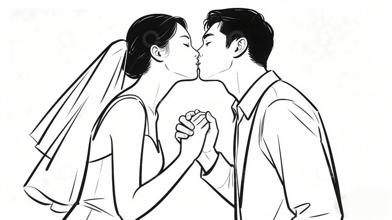 高清大图下载【趣麦麦图】新婚夫妇简笔画