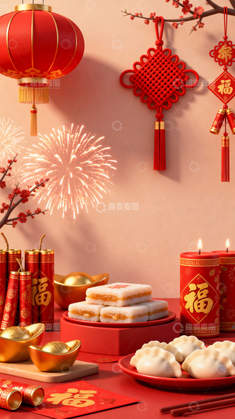 高清大图下载【趣麦麦图】 新年元旦春节背景_竖屏181