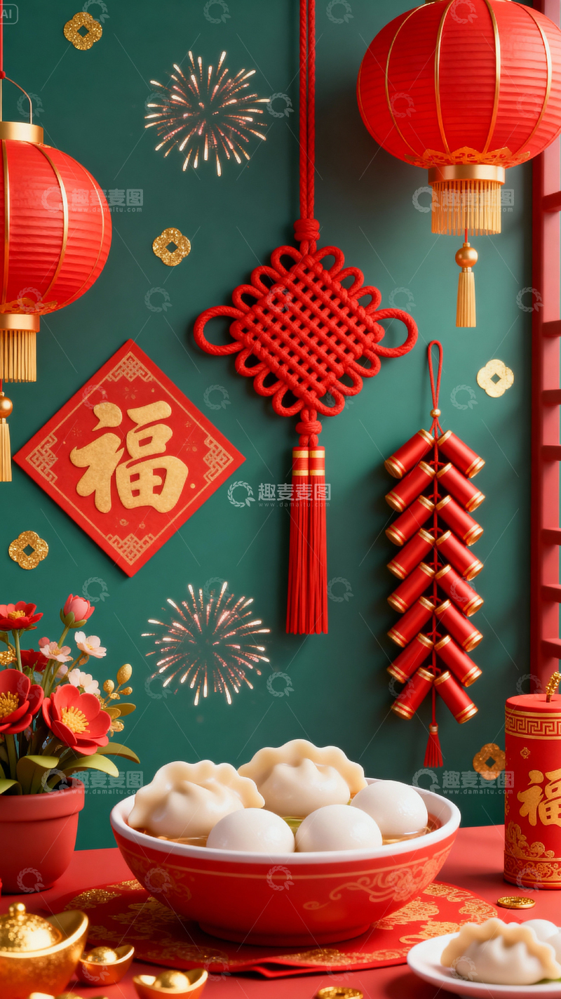 高清大图下载【趣麦麦图】新年元旦春节背景_竖屏178